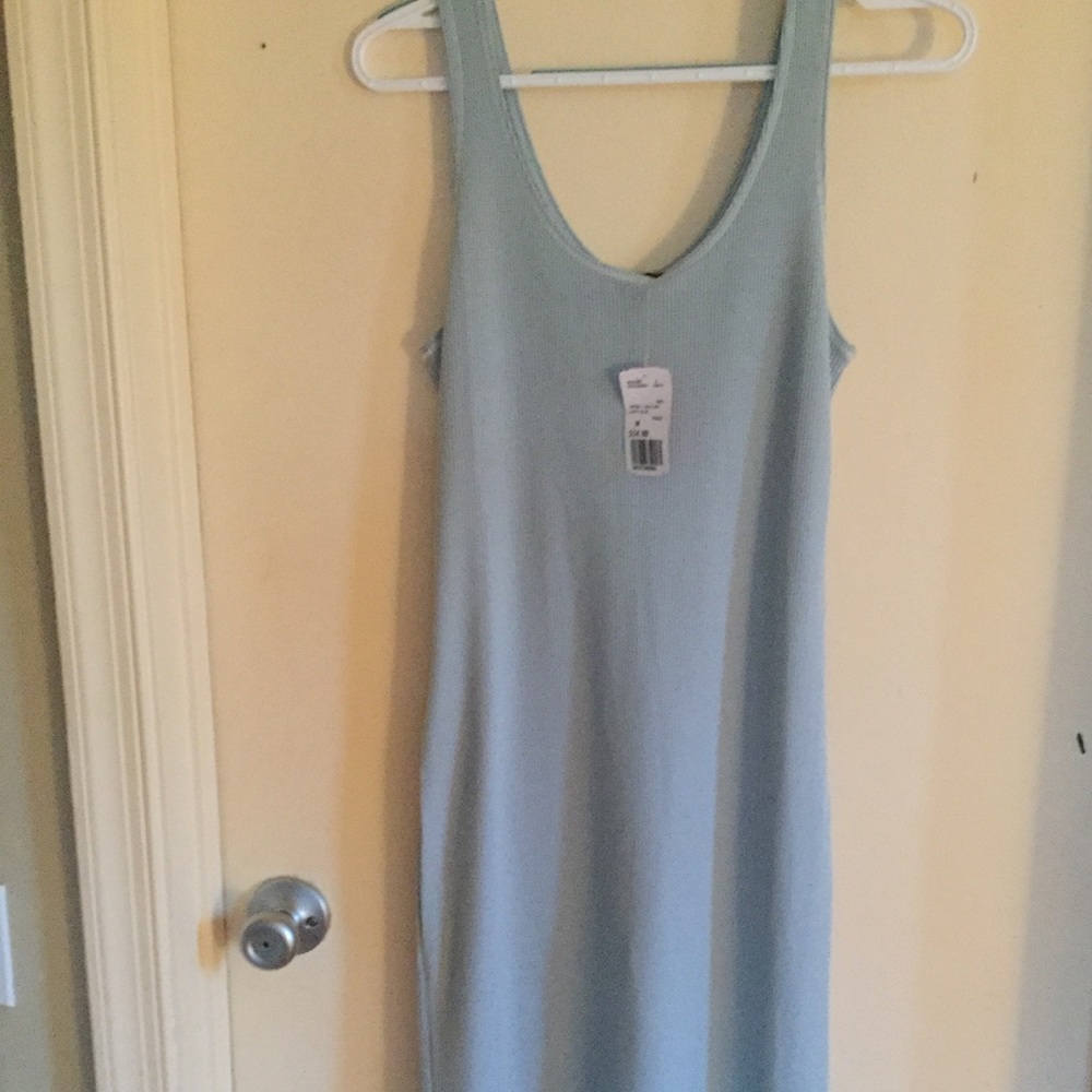 Baby blue knee length fitting tank dress